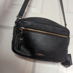 TUMI Black Leather Crossbody Bag
